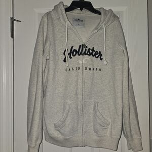 Hollister Light Gray Hoodie with Logo